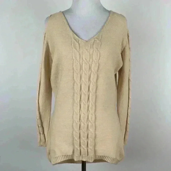 New Merry Jane sweater size S cream V-neck hi-lo - Picture 3 of 9